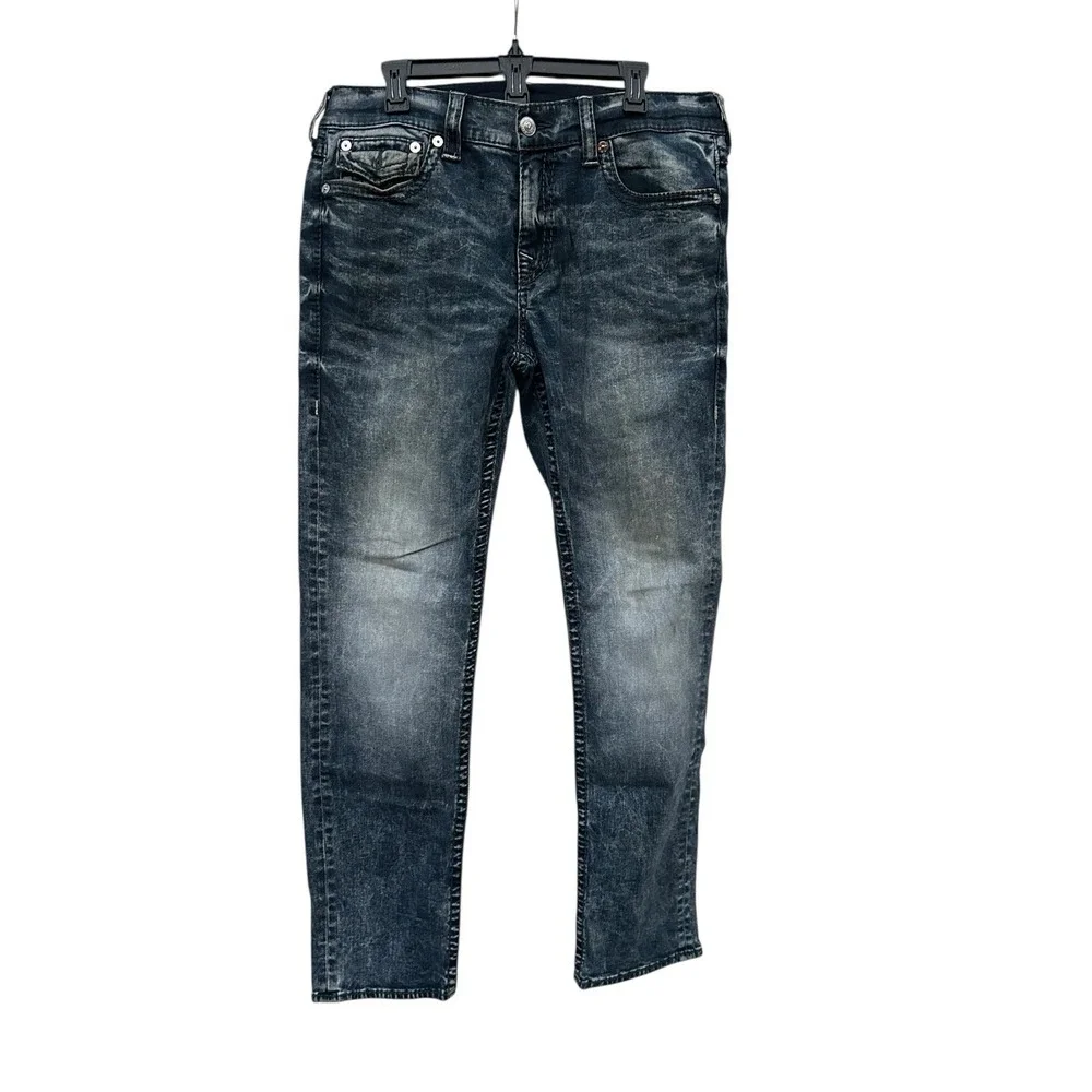 True Religion Geno Relaxed Skinny W Flap Men's 34x33 Jeans Blue Stretch